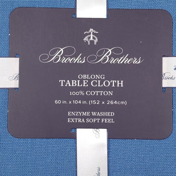 Brooks Brothers Oblong Tablecloth & Napkins Set 60"x104" 18"x18" Napkins Blue - Picture 5 of 13